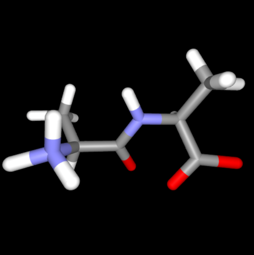 Stick representation of a simple molecule